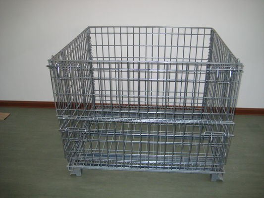 Heavy Duty gegalvaniseerde metalen opslagkooi / vouwbaar draadnetcontainer voor draaghuis