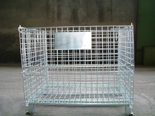 Gegalvaniseerde mobiele metalen draadkooien, draadnet opslagcontainer
