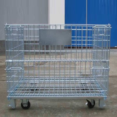 Vergrendelbare logistieke vouwbare gaaskooien / mobiele stalen opslagcontainers