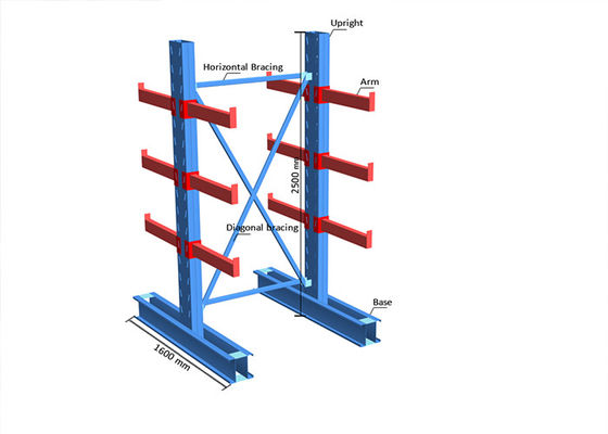 Multi Tier Carbon Steel Cantilever Pallet Racking High Load Capacity voor industriële gebruik