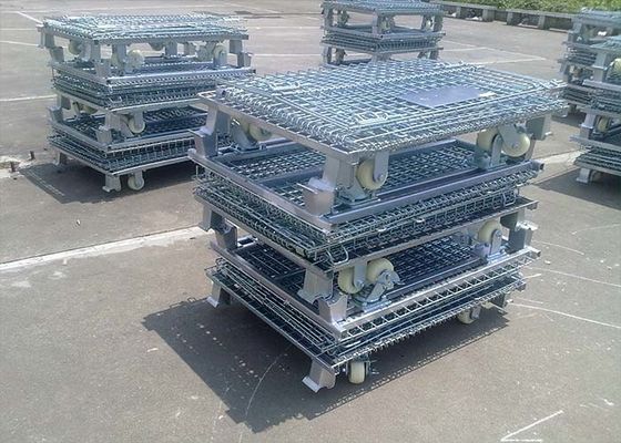 Zink afwerking rigide rollend draad mesh kooi opvouwbaar met voetremmen / rollen