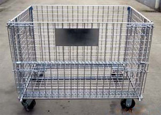 Stapelende vouwstaaldraadcontainer, industriële draadcontainer opslagkooien