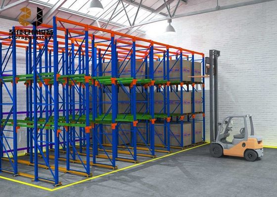 Poedercoated Drive In Pallet Racking Koudgewalst Staal ODM / OEM Beschikbaar