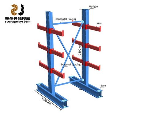 250-800lbs Cantilever Palet Racking Powder Coating Cantilever Reek Rack