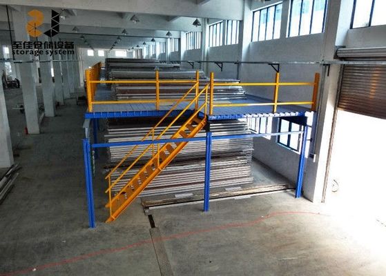 Blauw en geel 2 lagen mezzanine vloer trappen Epoxy poeder bekleed