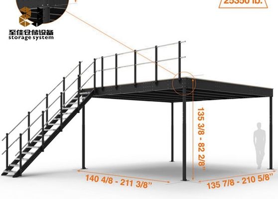 Stalen structuur 2 laag industriële mezzanine vloer rekken systeem