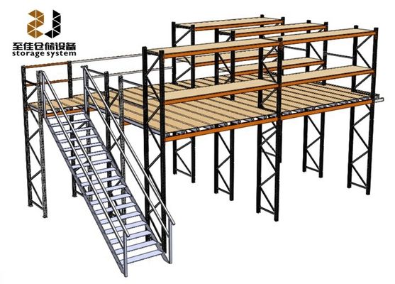 Stalen structuur 2 laag industriële mezzanine vloer rekken systeem